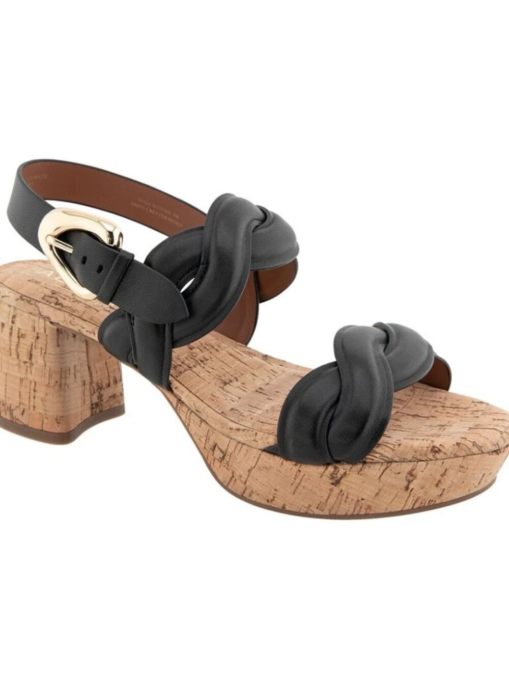 Aerosoles Camea Leather Heeled Wedge Sandals Black Sz 8 EUC